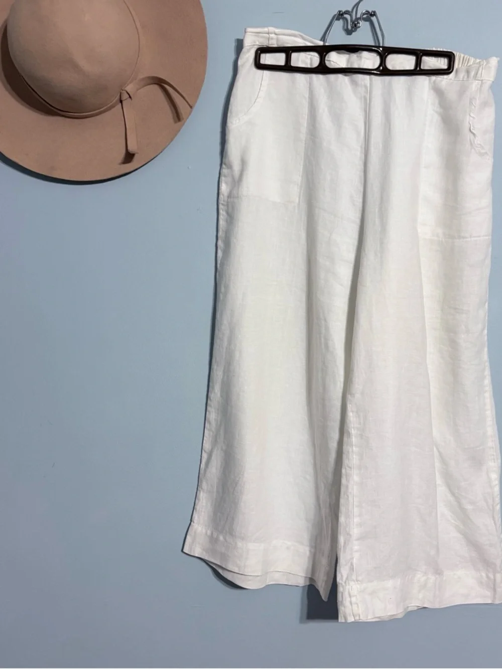 White Linen Wide-Leg Pants from Habitat size M - Picture 1 of 5